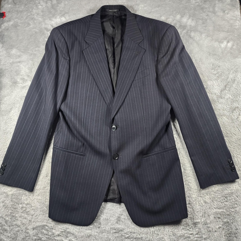 Armani Collezioni Blazer Mens 40R Blue Pinstripe Wool Sport Coat Made Italy